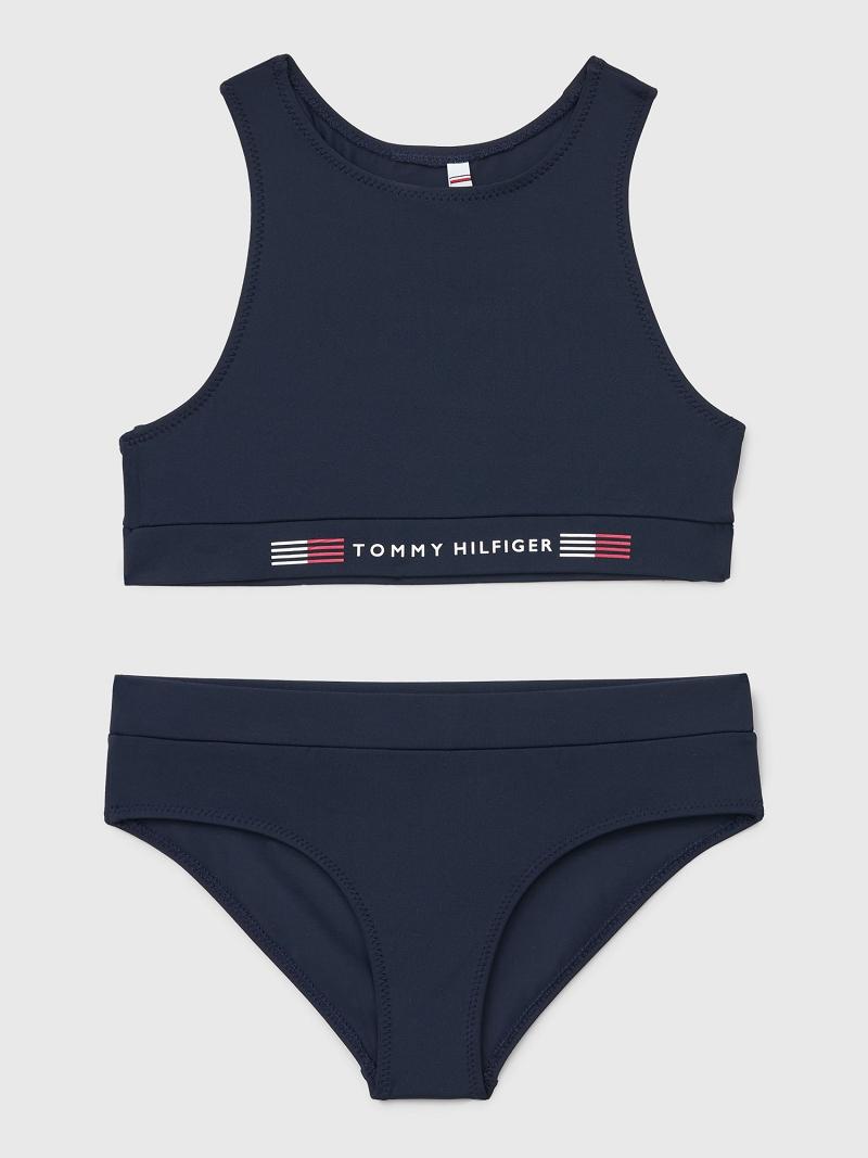 Lány Tommy Hilfiger Crop Top Set Úszóruhák Kék | HU 1902YXF